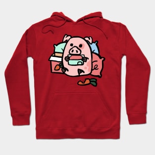 Cute Cartoon Piggy Playing Games Hoodie